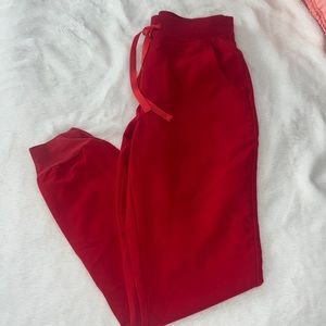 Figs Women’s Zamora High Wasted Jogger Scrub Pants - Winning Red